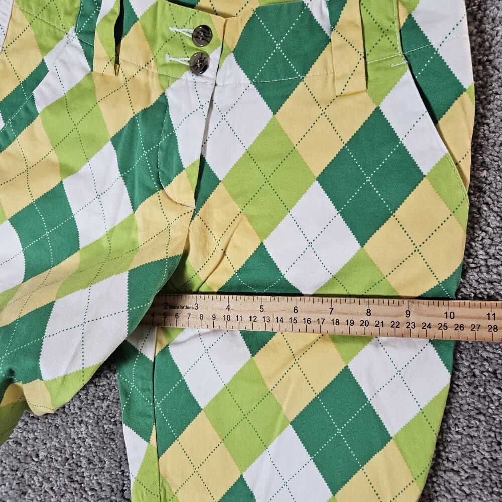 Loudmouth Shorts Womens 0 Kelly Green Argyle Golf A Tisket A Tasket Preppy - Picture 11 of 12